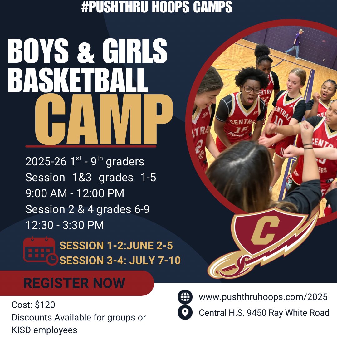 🚨 #PushThru Hoops Summer🌞 2025🏀 Camps
📅 June 2-5
📅 July 7-10
⏱ 9:00 AM-12:00 PM Grade 1-5
⏱ 12:30-3:30 PM Grade 6-9
📚 Grade for the 25-26 School Year
💲 $120.00 per camper

🛜   Register: www.pushthruhoops/2025

#PushThru