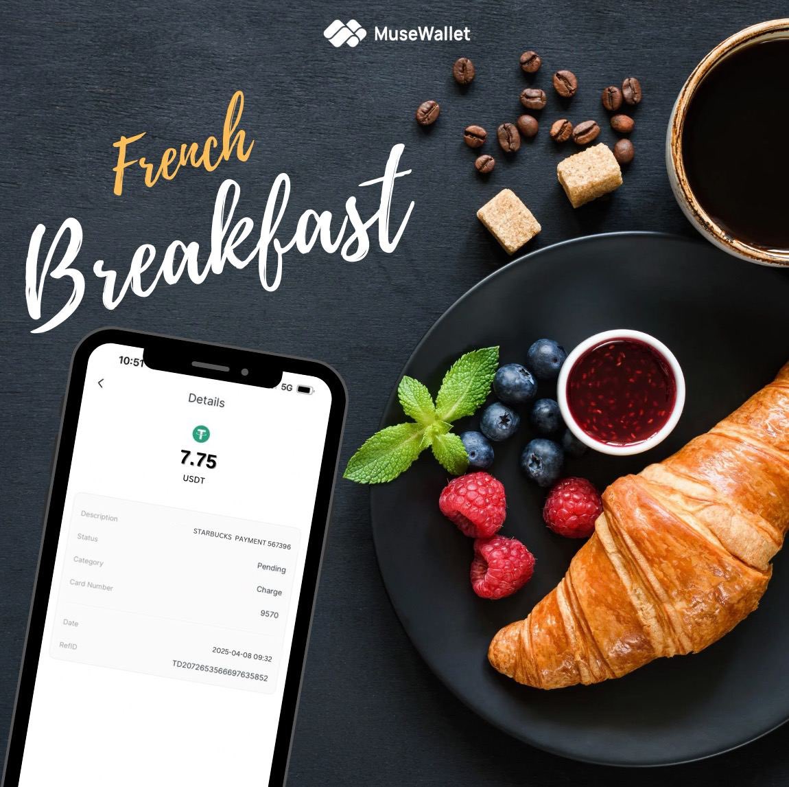 musepay_io's tweet photo. Croissant, berries, and a splash of USDT.
Because breakfast tastes better when you pay with crypto.
#FrenchBreakfast #MuseWallet #CryptoLife https://t.co/GpsIassPpN