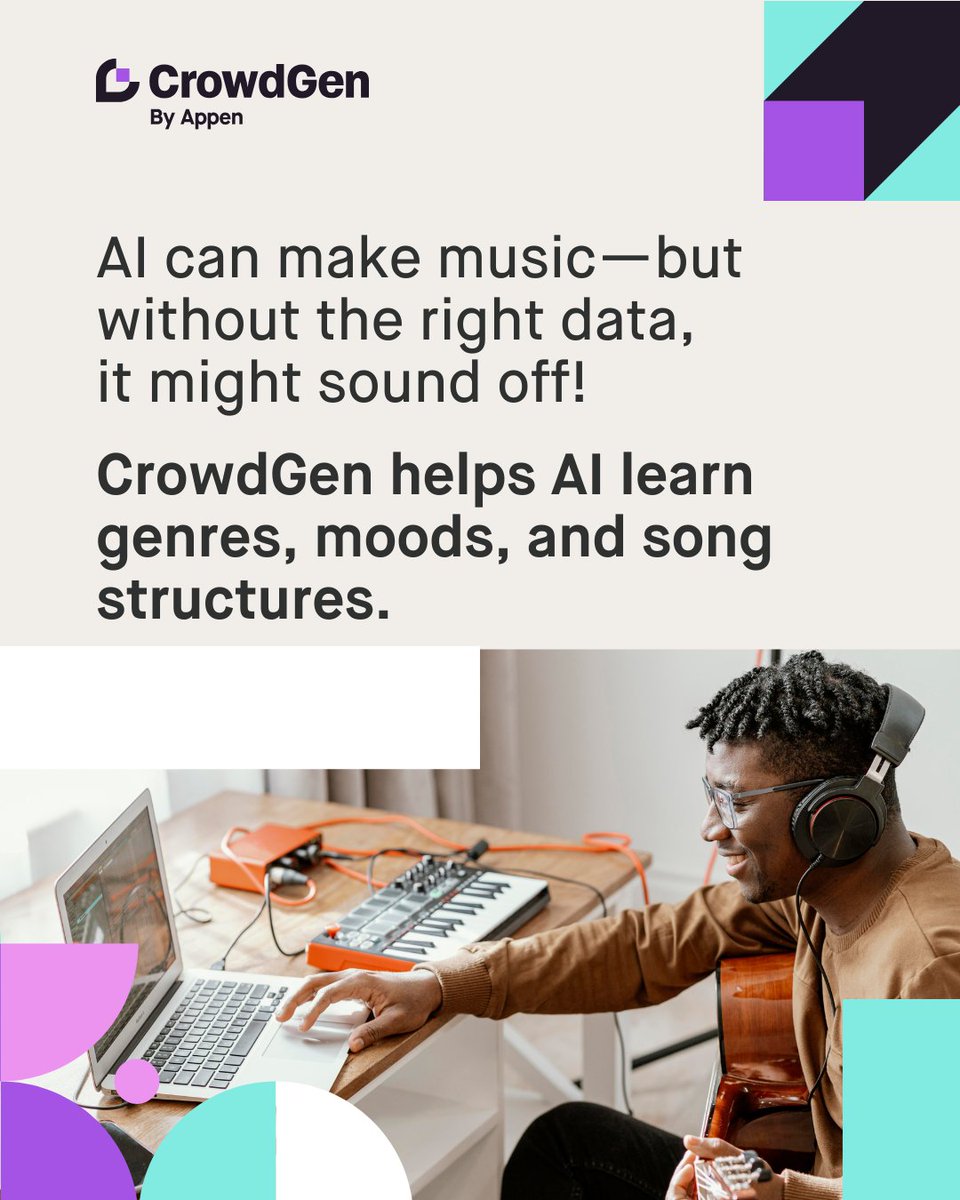 crowdgenbyappen's tweet photo. 🎶 Did you know AI is revolutionizing music? From composing melodies to beats, AI is changing the game! 

Big thanks to our contributors for helping create higher-quality AI music 🎧.

Would you listen to AI-generated songs? 🤖

#AIForEverydayUse #DidYouKnow #AIforMusic #CrowdGen https://t.co/IB0BzmmdOH