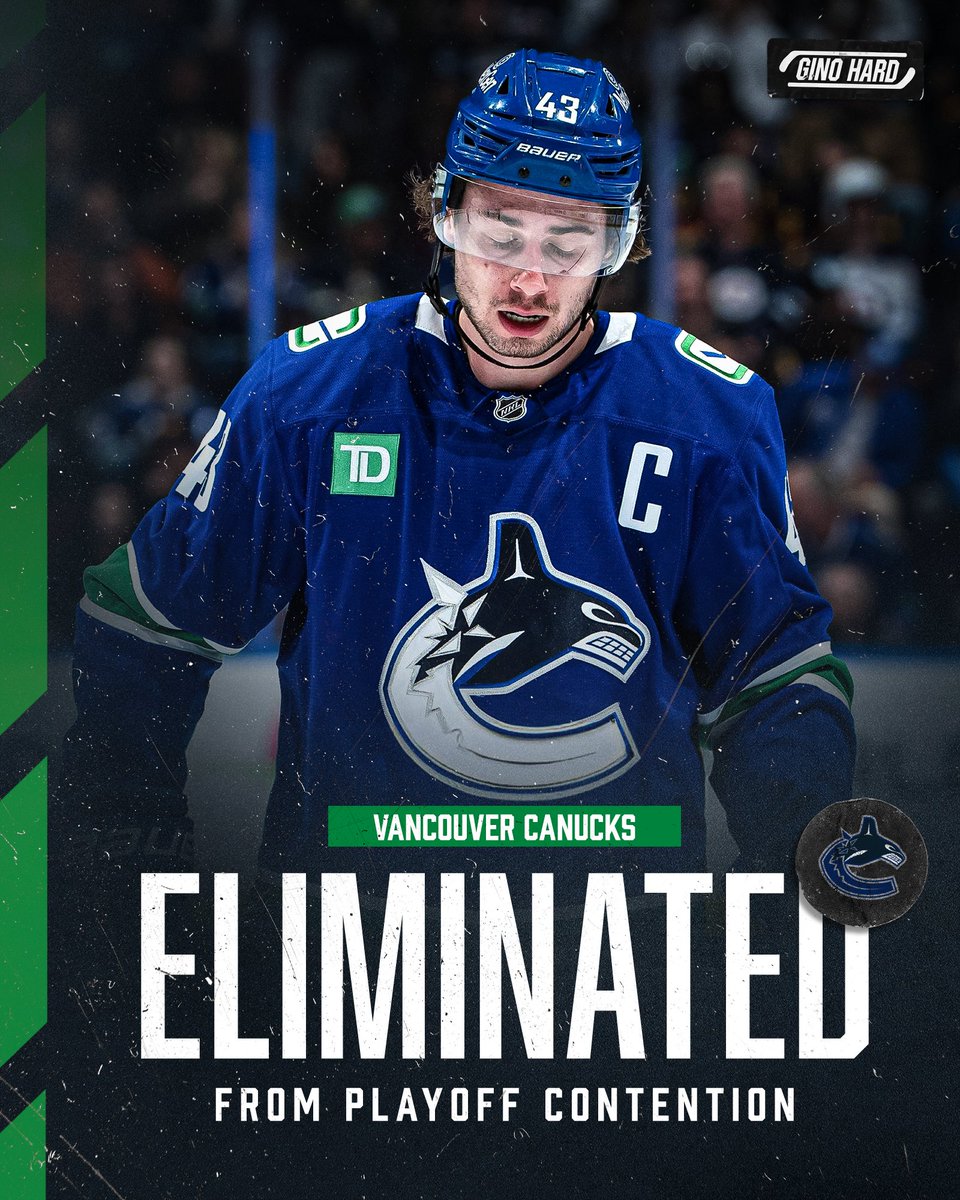 GinoHard_'s tweet image. The Vancouver Canucks have been eliminated from playoff contention 🫣