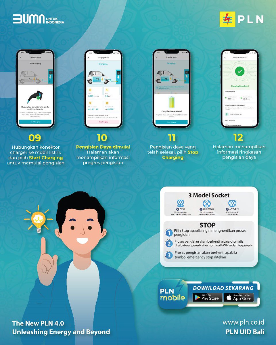 achiecharming's tweet image. Hai, Semeton Electrizen
Mau beli mobil listrik tapi masih bingung untuk isi ulang daya kalau sedang di luar rumah? 
Ini nih alur isi ulang daya listrik mobil listrik di SPKLU PLN pakai PLN Mobile. Ternyata semudah itu ya. 
Udah ga ragu lagi kan? Yuk, beralih. 
#PLNUIDBali #PLN