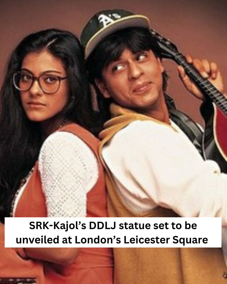Raj &amp; Simran are coming to London... in bronze! 

To mark 30 years of #DilwaleDulhaniaLeJayenge, a bronze statue of #ShahRukhKhan and #Kajol will be unveiled at Leicester Square on October 20, 2025 

#DDLJ #SRK #Kajol #BollywoodInLondon