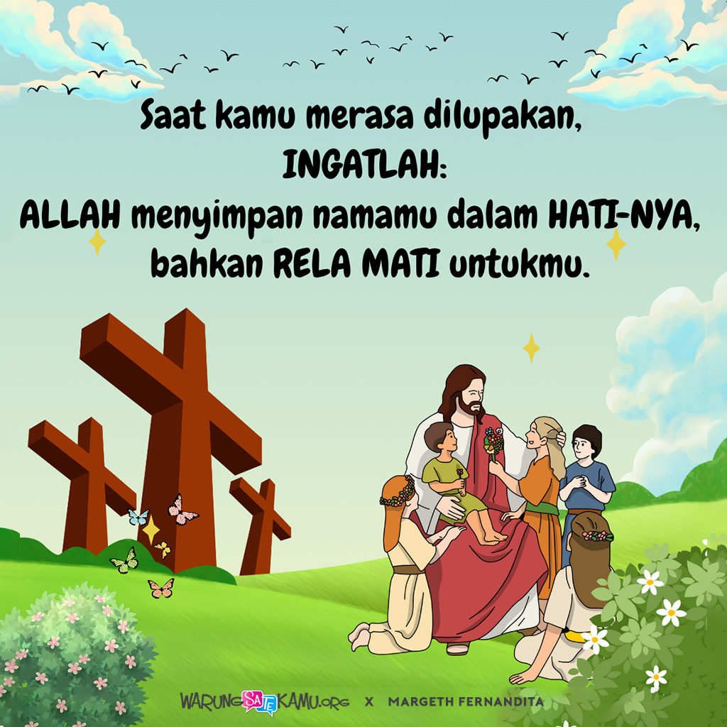 warungsatekamu's tweet photo. Bapa, di saat-saat ketika aku merasa dilupakan, ingatkanlah aku akan kehadiran-Mu yang kekal dan penuh kasih dalam hidupku.

Kontribusi oleh Margeth Fernandita.

#WarungSaTeKaMu #dailyquote #christianart #handlettering #rohanikristen #saatteduh #santapanrohani #renungankristen https://t.co/76kUJSsV9g