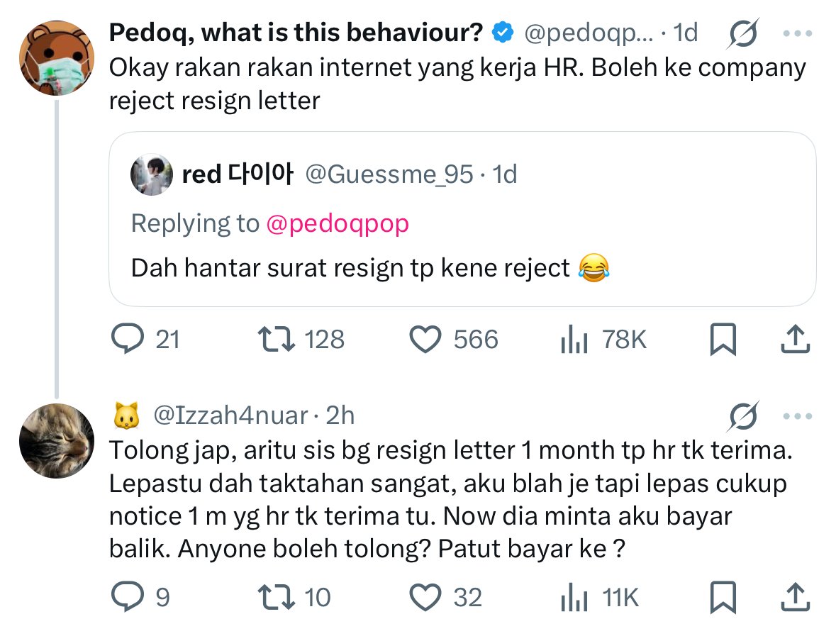 faridaffy's tweet photo. Boss TAK BOLEH REJECT resignation letter.

Sebenarnya once boss terima je resignation letter kau tu, terus automatik tarikh berkuatkuasa. Dan nanti HR akan kirakan baki cuti kau, dan dia akan inform tarikh last kau kerja bila.

Nak aku explain lebih lanjut atau korang dah faham? https://t.co/YYexiHQVmJ