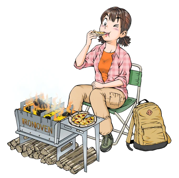 世良鉄工さんの「アイアンオーブン」のナッちゃんを使った広告イラスト。 