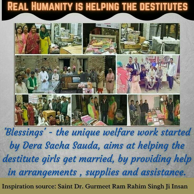 ani_annu12's tweet photo. In India, financial constraints &amp; social norms transform the marriage of girl children into a massive burden for the family. Blessings - the initiative focuses on helping families who struggle financially to afford their daughters' weddings with gudiance of Saint MSG. #Aashirvad https://t.co/2umj9pkut8