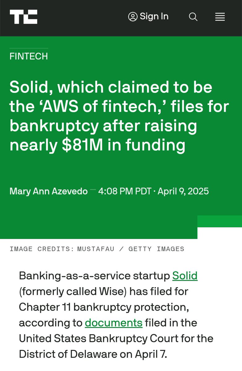 The "AWS of Fintech" is dead.

No, it not $SOFI. It's Solid, now filing for bankruptcy, which made the exact claim as SoFi, but lied about its revenue, growth, and capabilities.