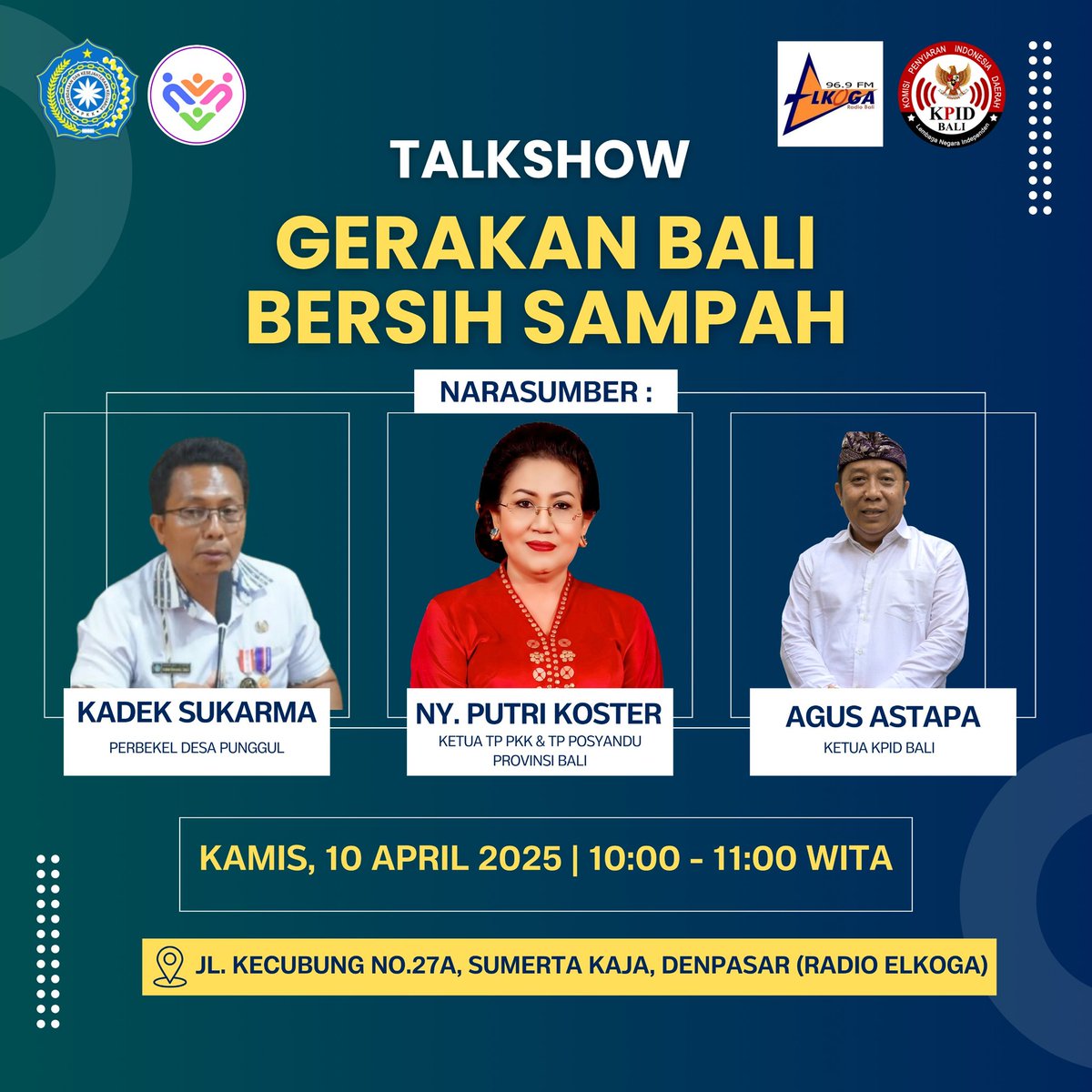 elkogafm's tweet photo. BISIK! Bincang Inspiratif dan Asik ✨

Waktunya tambah wawasan lewat Talkshow Gerakan Bali Bersih Sampah.

Atensi di 96,9FM ELKOGA Radio Bali. https://t.co/4oYPeTHU1L