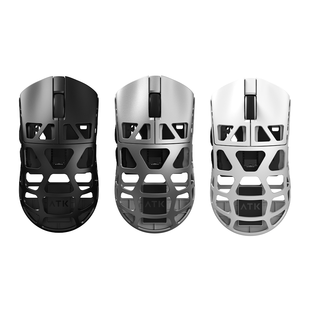 【ATK FIERCE X】

マグネシウム合金筐体採用、有線/ワイヤレス8K接続対応、42g軽量デザイン

750IPS/50G/最大42,000DPIの「PAW3950 Ultra」センサー/オムロンオプティカルスイッチ/「Nordic」チップ搭載

独自のワイヤレス技術とファームウェアを組み合わせ、0.4ms以下というクリック反応速度を実現