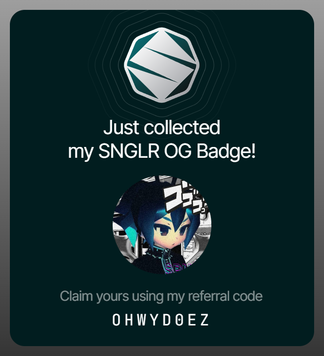 YakuzaDaddy's tweet image. Guys... This is alpha 👇

@SNGLR_io is the cultural layer of web3! 

Sign up for free &amp;amp; earn points (before time runs out) 

app.snglr.io/My Referral code: OHWTD0EZ