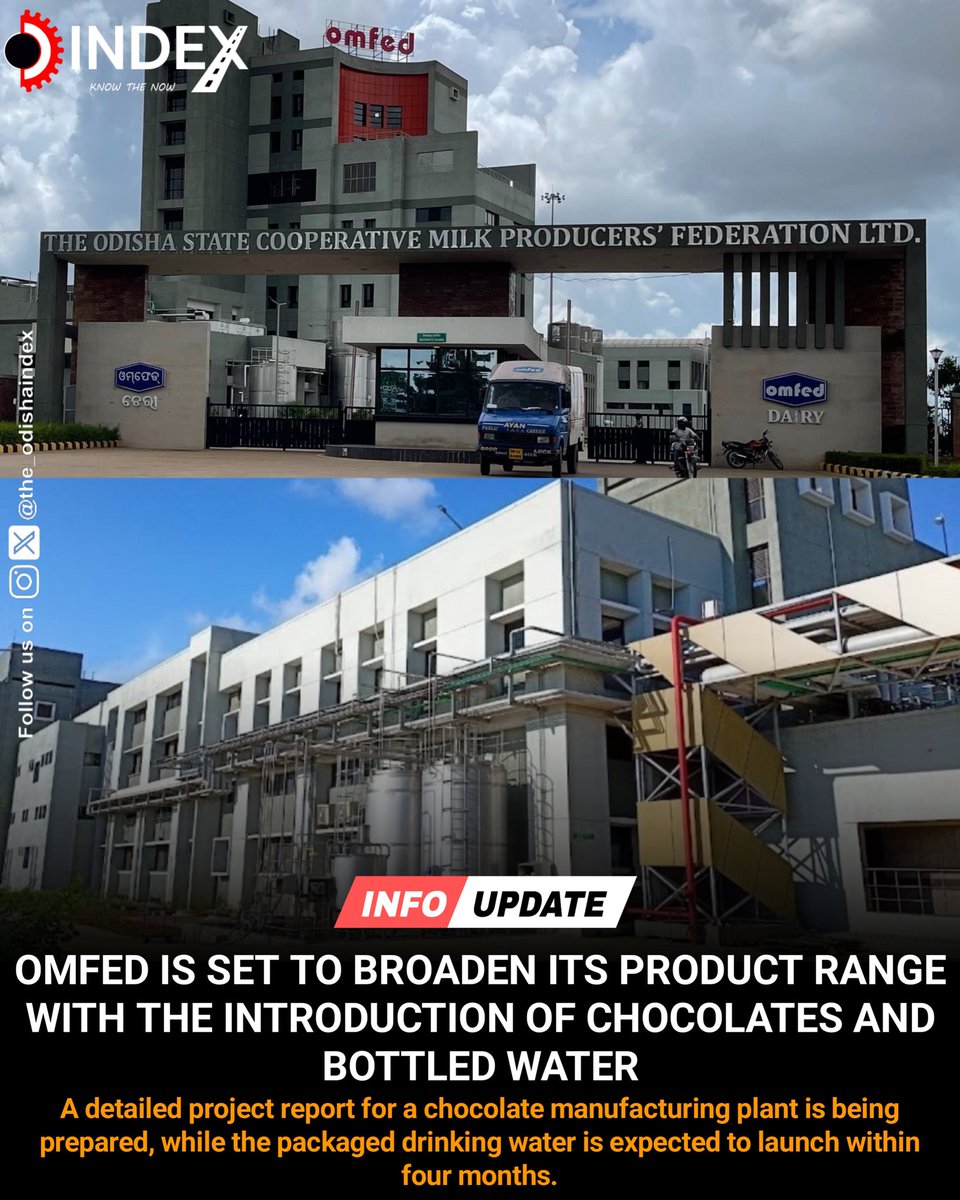 the_odishaindex's tweet photo. OMFED is set to broaden its product range with the introduction of chocolates and bottled water.
#Water #Packaged #Drinkingwater @OMFEDofficial https://t.co/EaFc1hmLqB