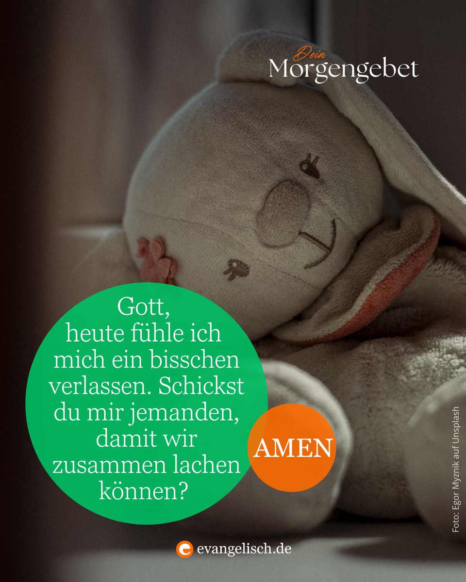 Unser #Morgengebet für heute:

Gott, heute fühle ich mich ein bisschen verlassen. Schickst du mir jemanden, damit wir zusammen lachen können? Amen. 🙏 🧡