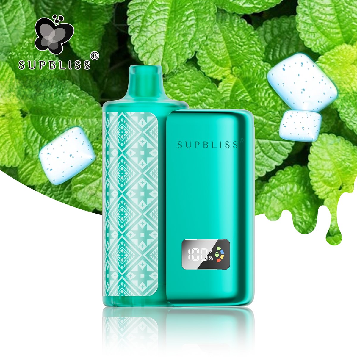 Supblissvape's tweet photo. Gum Mint Flavor: Mint to Be Chewed, Meant to Be Vaped.🌿✨

👮 WARNING: This product is intended to be used with e-liquid products containing nicotine. Nicotine is an addictive chemical for adults (21+) only

#Supblisss #SuperShisha30K #Gummint #VapeLife #Crispandsweet #chillyice https://t.co/SwvGnQg4Un