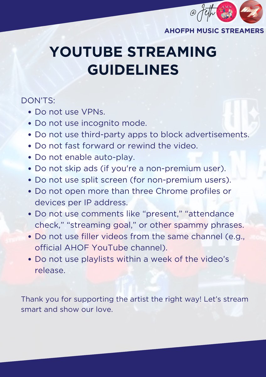 AHOFMUSICSTREAM's tweet photo. Streaming helps AHOF rise—but only if it’s done right.

Follow the guide, stream smart, and let’s make every view count. https://t.co/RB79ChrCJF