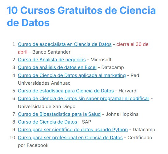 TicEducativas's tweet photo. 10 Cursos gratuitos de Ciencia de Datos del Banco Santander.

La inscripción se termina al final de este mes y tiene cupo limitado.

Via @AprenderG

Haz clic 🔗 https://t.co/NHtFFrJrYd https://t.co/Ukggu48T21