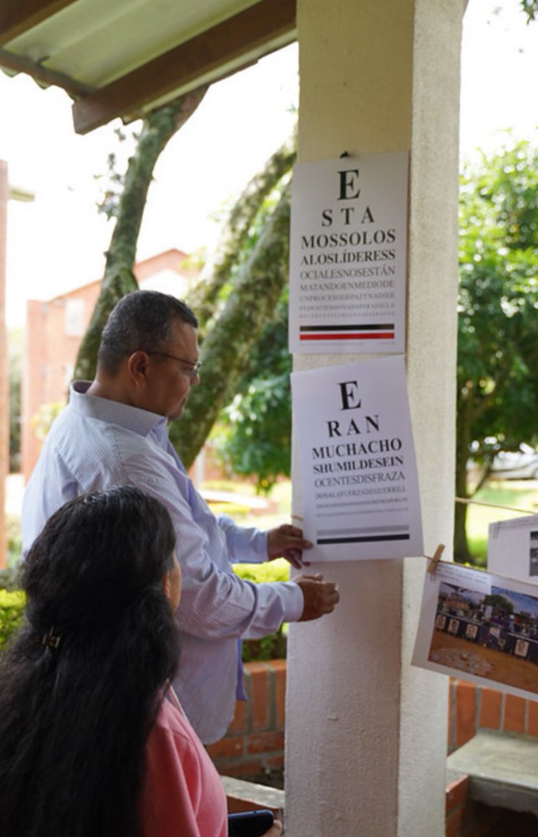 AlternativaPaz's tweet photo. En conmemoración del Día Nacional de la Memoria y la Solidaridad con las Víctimas del Conflicto Armado,se realizó en  @UnicatolicaCali  exposición de la Obra Examen de Vision 20/20 de Mónica Savdié @AlcaldiaDeCali @SECPAZYCC @JGarciaG1 @Arqui_Cali @mellacaicedo 
@personeriacali https://t.co/8oMESUgMZC
