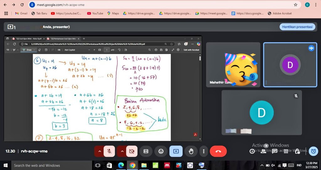 TutorMath__'s tweet photo. 21) Latihan Persiapan Ujian #kelas9 Materi Barisan dan Deret 

#27/3/25 #latepost #privatonline https://t.co/qTGjgXDVXX