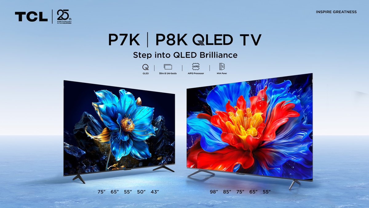 TCLPH's tweet image. The TCL P7K &amp;amp; P8K with revolutionary QLED tech take your viewing experience to new heights—richer colors, deeper contrasts, and crisper details for a cinema-like experience at home.

#TCLPK7 #TCLP8K #TCLQLEDUpgrade #TCLStepIntoQLEDBrilliance #TCLPhilippines #TCLInspireGreatness