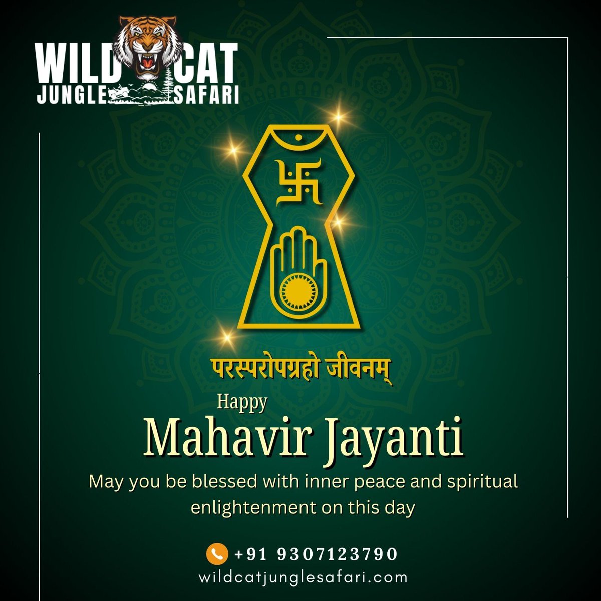 wildcatsafari's tweet photo. 🌟 Happy Mahavir Jayanti from Wildcat Jungle Safari Tadoba!  May this auspicious day bring you peace, prosperity, and fulfillment.  Your favorite Tour Operator is here to make your wildlife adventures unforgettable! 🐾 #MahavirJayanti #WildcatJungleSafari #Tadoba #TourOperator https://t.co/mnUgMSucZo