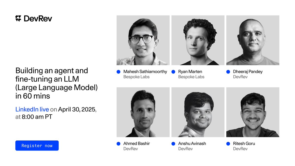 DevRev (@devrev) on Twitter photo LinkedIn Live Stream Alert: Join us for a live hands-on session on building and fine-tuning high-performing AI agents in just 60 minutes.
Learn from the builders who are shaping the future of AI:
Dheeraj Pandey (<a href="/dheeraj/">Dheeraj Pandey</a>) - Founder and CEO at DevRev
Ahmed Bashir - CVP of LinkedIn Live Stream Alert: Join us for a live hands-on session on building and fine-tuning high-performing AI agents in just 60 minutes.
Learn from the builders who are shaping the future of AI:
Dheeraj Pandey (<a href="/dheeraj/">Dheeraj Pandey</a>) - Founder and CEO at DevRev
Ahmed Bashir - CVP of