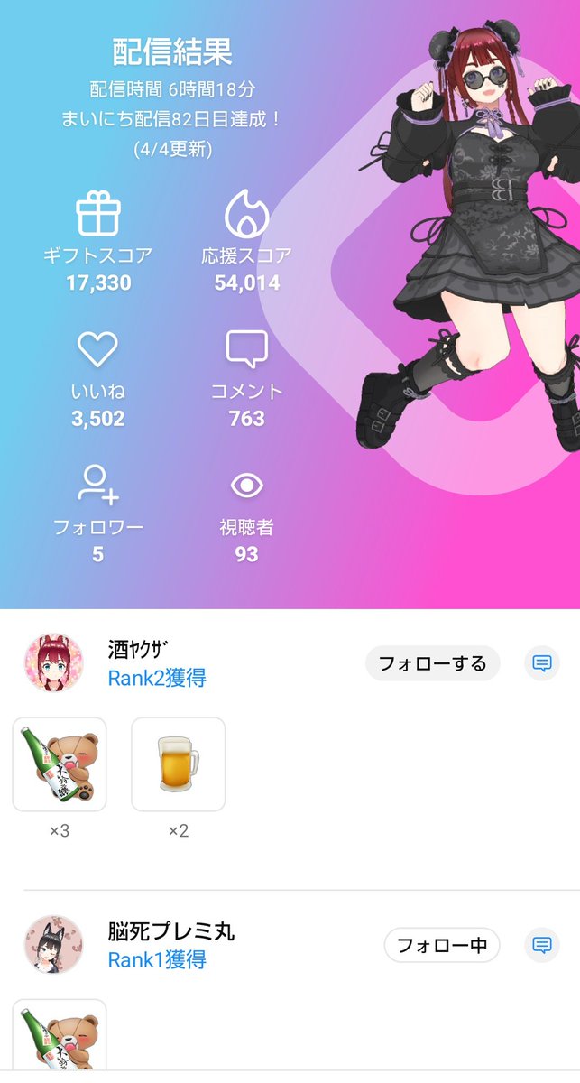 suzuyamamugi's tweet image. 4月4日の配信ありがとうございました🙌✨
華金！ってことでめちゃくちゃ楽しくて延長戦しちゃったよね😉💫
付き合ってくれた皆せんちゅやよ🫶💕︎︎

本日も21時からゆるゆる飲酒雑談するのでよかったら乾杯だけでもしにきてね🍺٩(ˊᗜˋ*)و

おつむぎでした〜〜( *˙꒳˙*)ﾉｼ
#むぎのおとも
#むぎちょこ