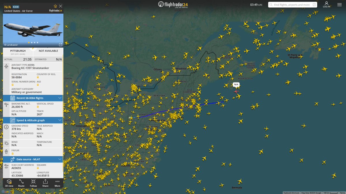 AIYeyENGDdJkjTr's tweet image. Apr. 10, 2025
#171st Air Refueling Wing, Pittsburgh ==&amp;gt;

#NoCALLSIGN #AE0655 USAF KC-135T Stratotanker