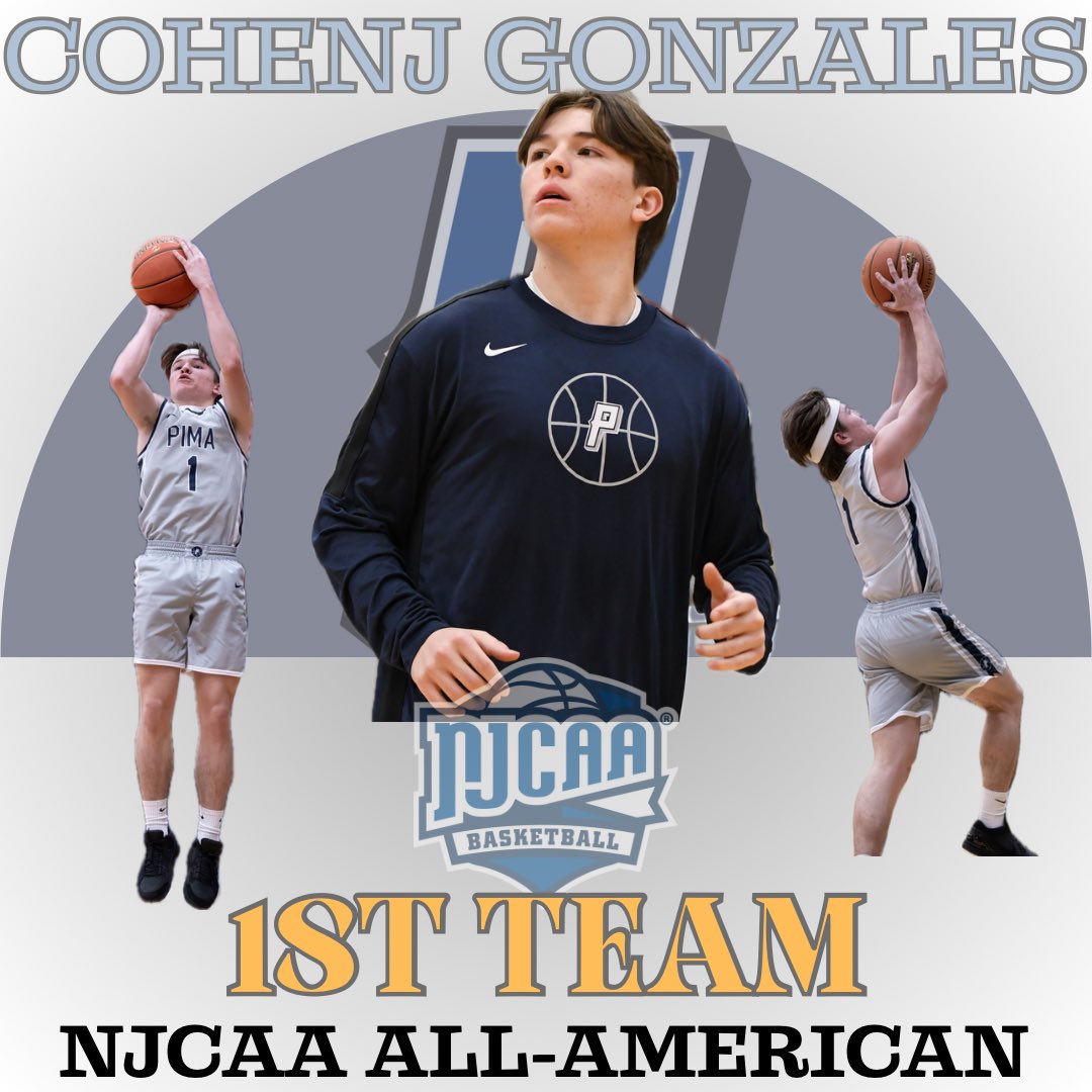 PimaAthletics (@pimaathletics) on Twitter photo Congrats to Aztecs <a href="/PimaMens_bball/">Pima College Men's Basketball</a> sophomore Cohenj Gonzales NAMED 1ST TEAM NJCAA DII ALL-AMERICAN. Named ACCAC DII Player of the Year and 2-time All-ACCAC and All-Region. Finished with 1,131pts putting him 5th on the all-time scoring list.
pimaaztecs.com/sports/mbkb/20…
#AztecTOUGH Congrats to Aztecs <a href="/PimaMens_bball/">Pima College Men's Basketball</a> sophomore Cohenj Gonzales NAMED 1ST TEAM NJCAA DII ALL-AMERICAN. Named ACCAC DII Player of the Year and 2-time All-ACCAC and All-Region. Finished with 1,131pts putting him 5th on the all-time scoring list.
pimaaztecs.com/sports/mbkb/20…
#AztecTOUGH