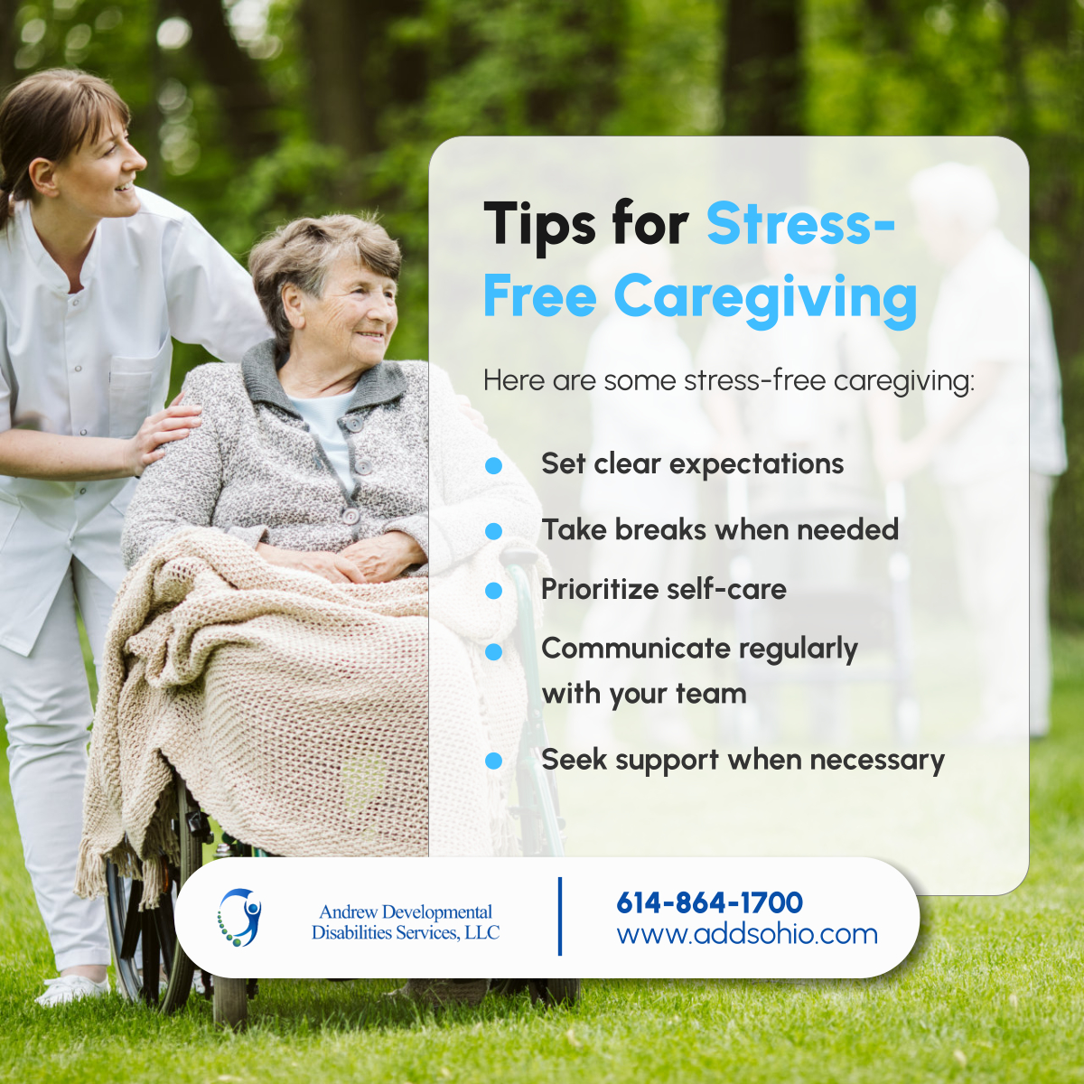 andrewdevdsllc's tweet photo. 👩‍⚕️ Being a caregiver can be challenging. Here are 5 essential tips to help make caregiving easier and stress-free! 🌱 

Need help? 

Let us provide the support you deserve. Reach out today! 💬

📞: 614-864-1700
📧: info@addsohio.com
🌐: https://t.co/UKWeZkzxwJ

#CaregivingTips https://t.co/nvgNLHoAqK