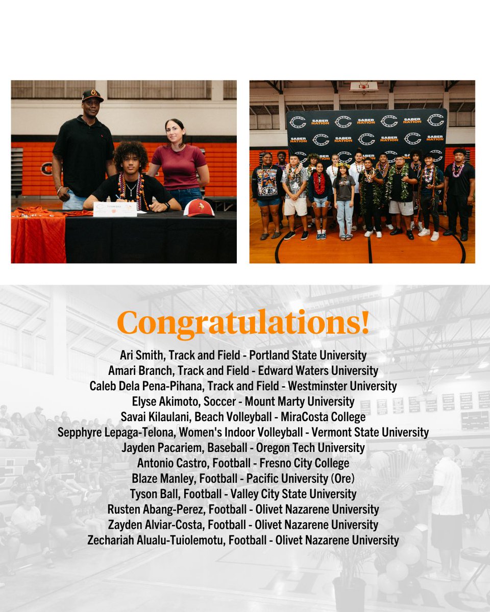 On Monday, we hosted our Saber Athletics Spring Signing Day to celebrate our Sabers who will be competing at the next level! Congratulations to our student athletes and their families! #SaberNation #SaberTeamTogetherPride