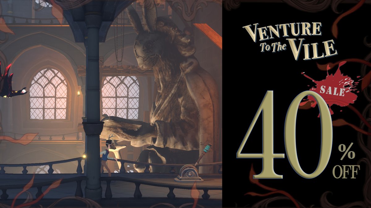／
  #VenturetotheVile 🦌
  #INDIE Live Expo 開催記念セール実施中🌟
＼

⏰明日4/20 00:00(JST)まで！

各製品がそれぞれ
40%OFFのセール価格にて販売中！

ストアのURLはこちら
🎮Steam
store.steampowered.com/app/2153750/Ve…

#VTTV #メトロイドヴァニア