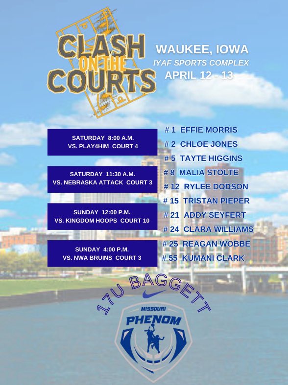 This weekend schedule for <a href="/malia_stolte/">Malia Stolte</a> <a href="/MissouriPhenom/">Phenom Basketball</a>