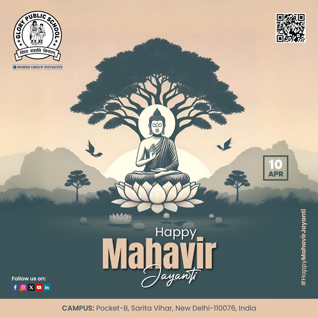 PublicGlory's tweet photo. Today, we commemorate Mahavir Jayanti, a day to embrace Lord Mahavira’s message of love, equality, and liberation. Let’s strive to make the world a better place, one act of kindness at a time.

#MahavirJayanti #GloryPublicSchool #bestschoolindelhi #bestschoolinsaritavihar https://t.co/Rz1pGgbRWm