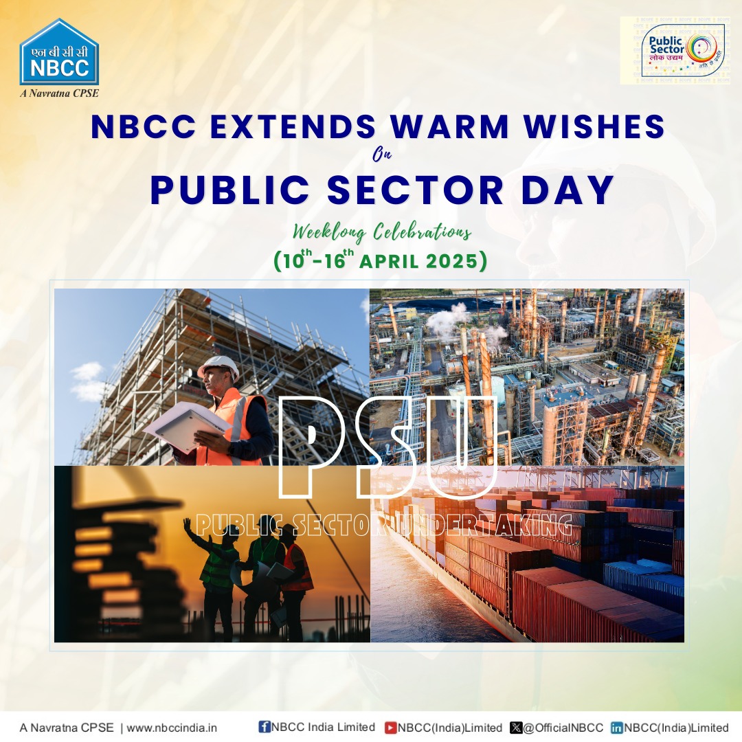 OfficialNBCC's tweet photo. On #PublicSectorDay, we salute the spirit of Nation-building. At #NBCC, we don’t just construct buildings—we create landmarks of progress and symbols of self-reliance. 

 #NationBuilders #PSUDay

@PMOIndia @MoHUA_India @mlkhattar @PIB_India https://t.co/YtZ8DsdWXF