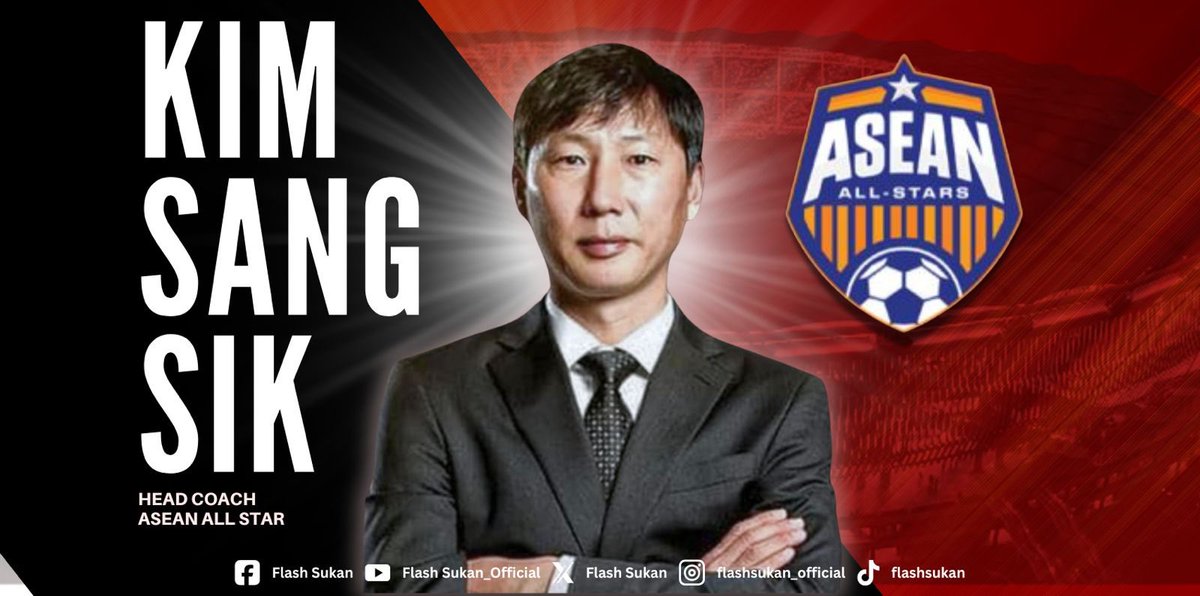 FlashSukan's tweet photo. π₯ Confirm!
Kim Sang-sik akan jadi ketua jurulatih pasukan ASEAN All-Stars lawan Manchester United di Bukit Jalil!
#ASEANAllStars #ManUtd #KimSangSik #SNBJ https://t.co/Eyd083UErF
