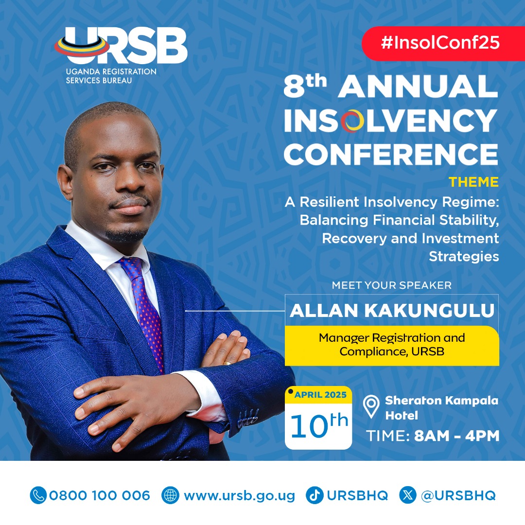 URSBHQ's tweet photo. Today is the day! 

The wait is finally over, the 8th Annual Insolvency Conference is here!
We will be live shortly at the Sheraton Kampala Hotel with an incredible lineup of more esteemed speakers ready to share insights on building a resilient insolvency regime.

This is an event you won’t want to miss!
#InsolConf25 #Insolvency