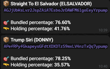4AM_Channel's tweet photo. 🎁 New feature live: Bundle Check is now available !

Instant insights into bundling &amp; holding % — no more hidden traps.

As shown below, it's already spotting key plays early 🔍
✅ Smarter entries
✅ Safer moves

#SOLANA #DeFiTools #CryptoTrading #AlphaBot https://t.co/n5c8wP0HyD
