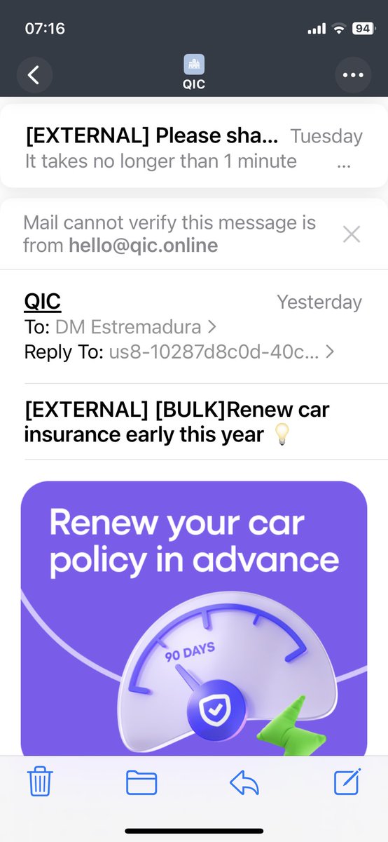 DMExtreme's tweet photo. @qic_online there is a scammer sending emails with link, using your company https://t.co/I545EhUWuq