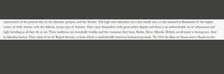 So called lore (more) marathas claim Rajput ancestry, remember this is their so called 96k clan.

More/lore don't even claim mauryan ancestry.