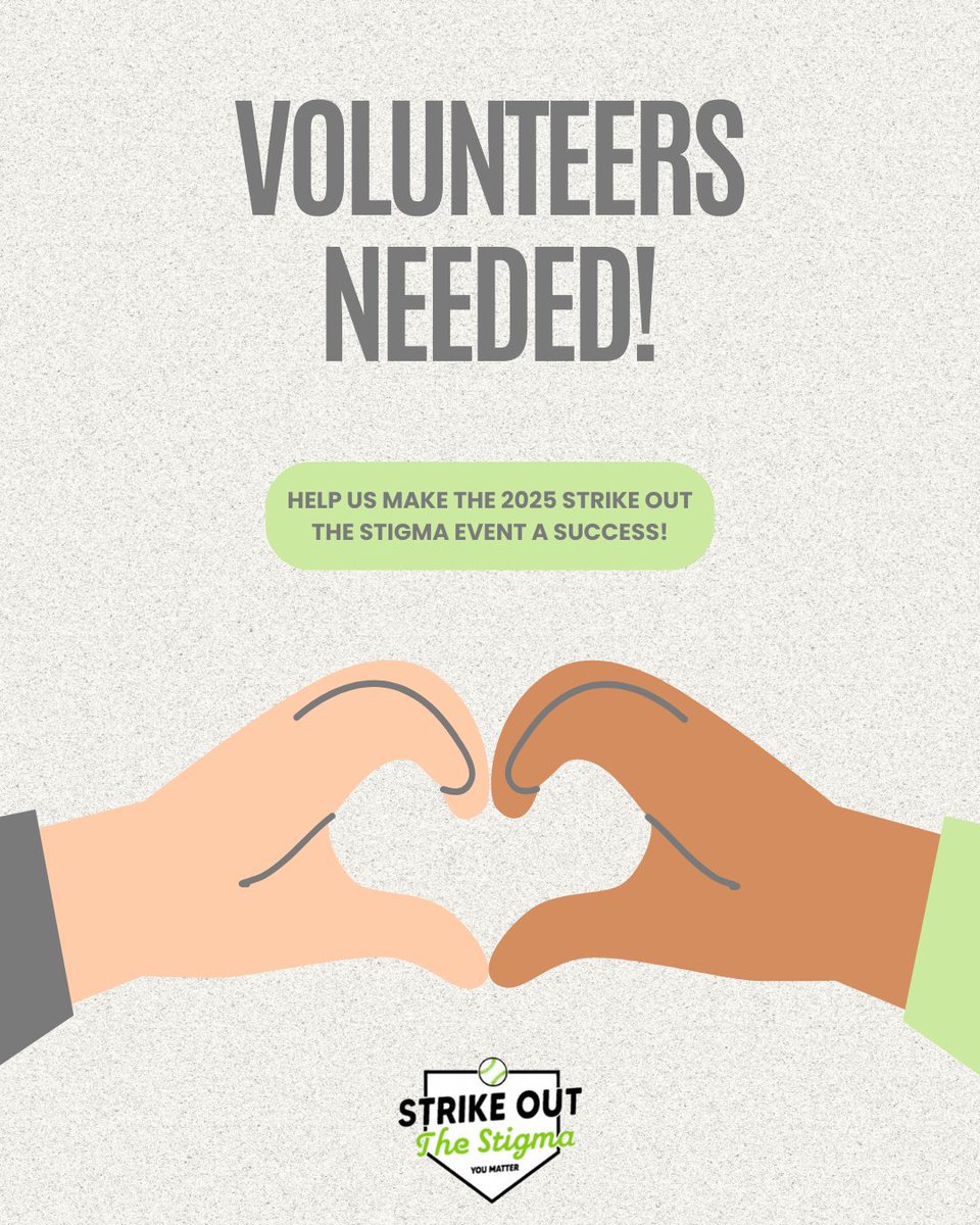 StrikeStigma's tweet image. Calling all volunteers! We are looking for individuals to welcome attendees, greet resources guests, sell apparel, and contribute to our 2025 event's success.💚
Volunteers are needed from 3:30-9:30pm on May 12th, and you can sign up at signupgenius.com/go/10C084FABA7…