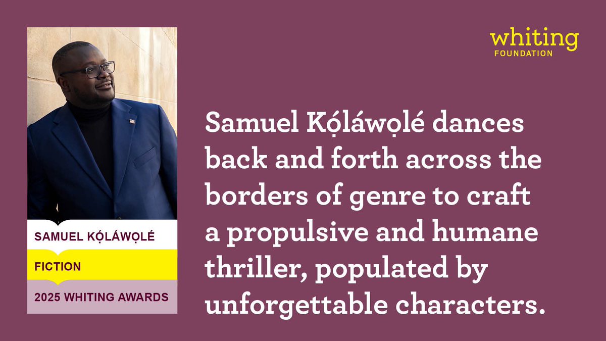I feel so incredibly honored to be awarded the 2025 Whiting Award in Fiction for The Road to the Salt Sea.