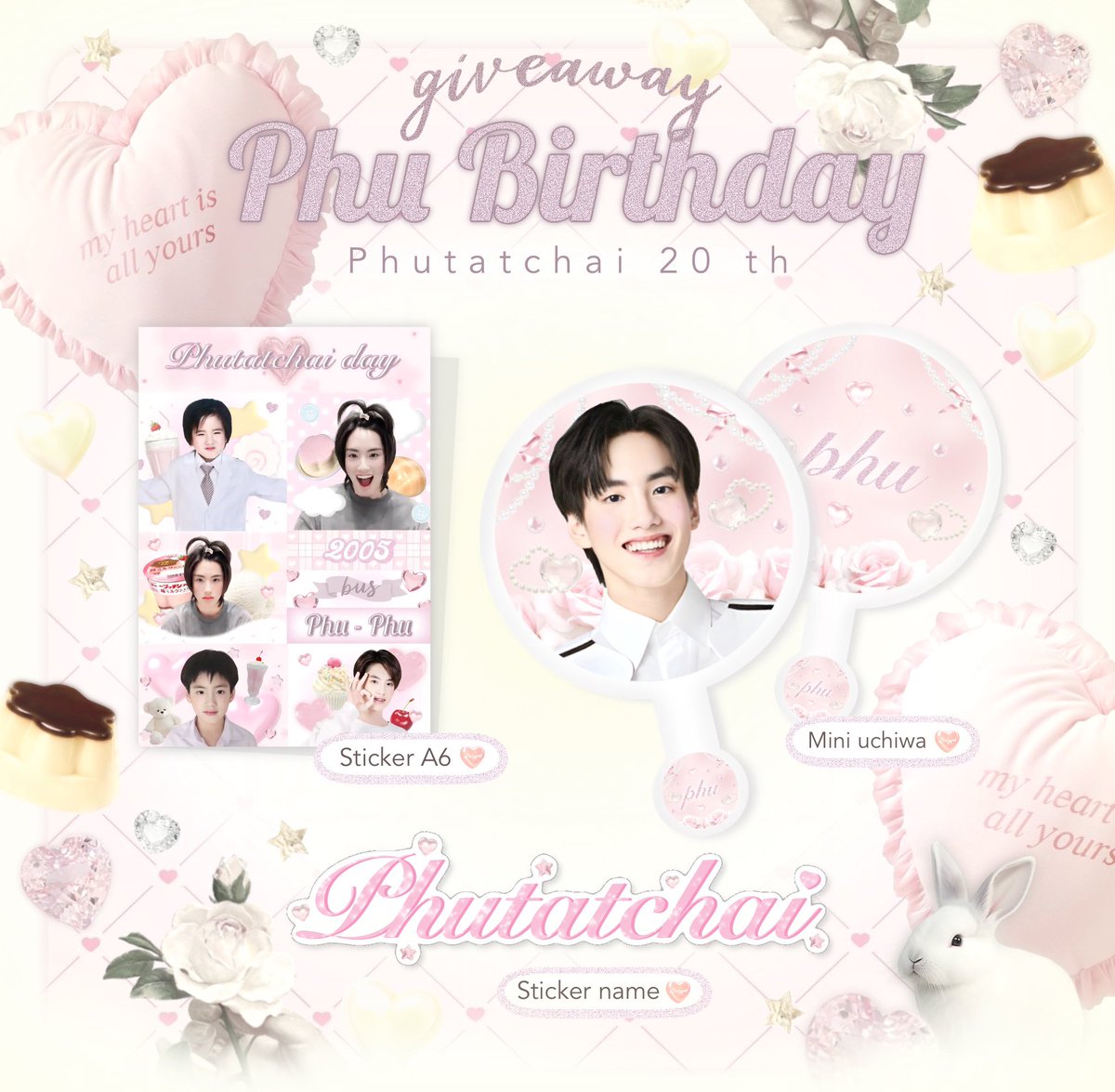 mbwhathai's tweet photo. 𝒫ls retweet 🍮𓈒 ♡
𝒢iveaway 𝒫hutatchai 𓈒 ୨ৎ
only 5 set —— * ★ ★
♡ : 10 𝒜pril / time : tba
♡ : at love is cafe lido
♡ : exchange pls dm 💭
gg form —— 5 sets 💒 。·˚
10 april @ 21:00 ✉️
#WeLove20thPHUTATCHAI
#PHUTATCHAI20thGAW https://t.co/O3WToS7LMh