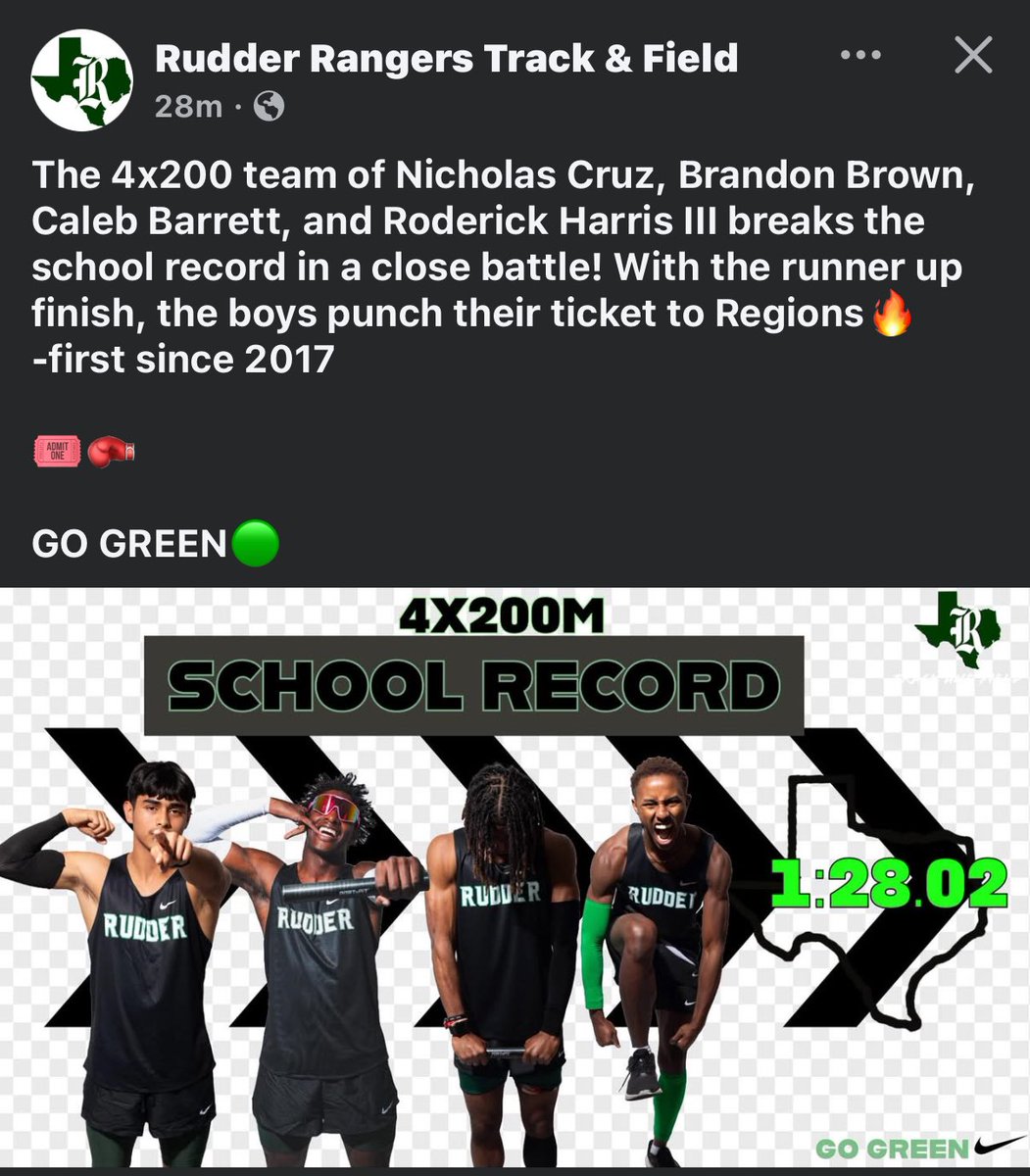 Caleb__Barrett's tweet photo. New 4x2 record as We advance into regionals
🥈-4x2
 4th-200m
#RLTW https://t.co/5ur7OPYQIm