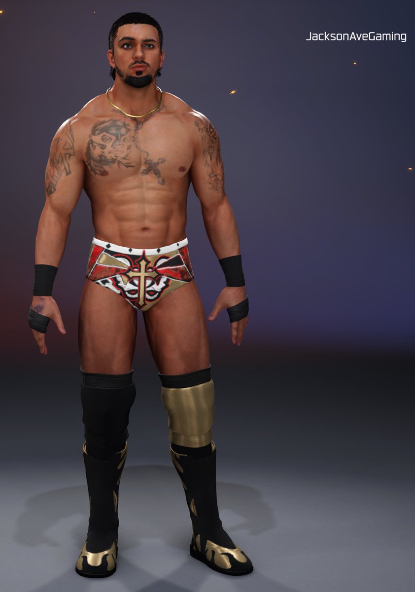 JACKS0NAVE's tweet photo. Jose Martinez !!! Haven’t made him in a long time. Eddie Guerrero , Essa Rios , and LA Parka are tributes in his attire. #WWE2K25 #PS5 #JacksonAve #CAW #Wrestling #RTW #RTDub #NWF #IWF #Original https://t.co/gayB4yHpEx