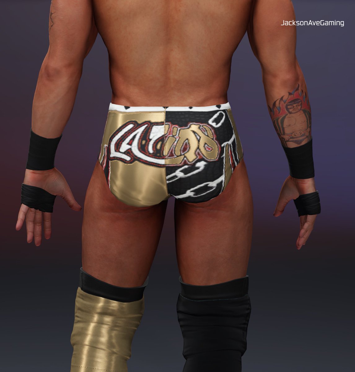 JACKS0NAVE's tweet photo. Jose Martinez !!! Haven’t made him in a long time. Eddie Guerrero , Essa Rios , and LA Parka are tributes in his attire. #WWE2K25 #PS5 #JacksonAve #CAW #Wrestling #RTW #RTDub #NWF #IWF #Original https://t.co/gayB4yHpEx