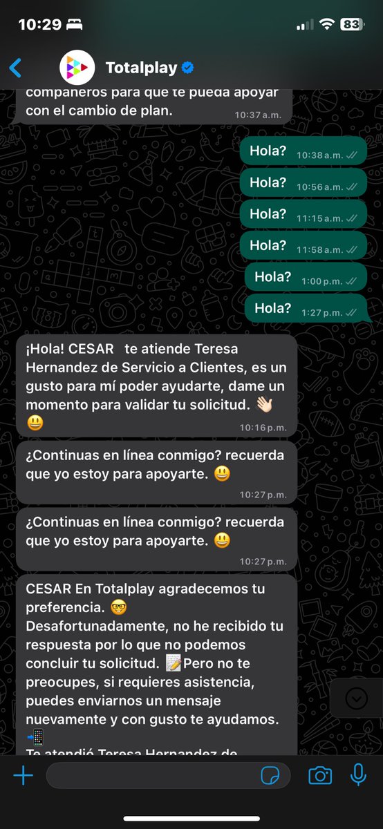 Christi48979167's tweet photo. @totalplaymx Horas!!! esperando que me atienda un ejecutivo para que en 11 minutos diga que no tiene respuesta !!!@RicardoBSalinas  que mal servicio 👎 https://t.co/jUP0ePNoM3