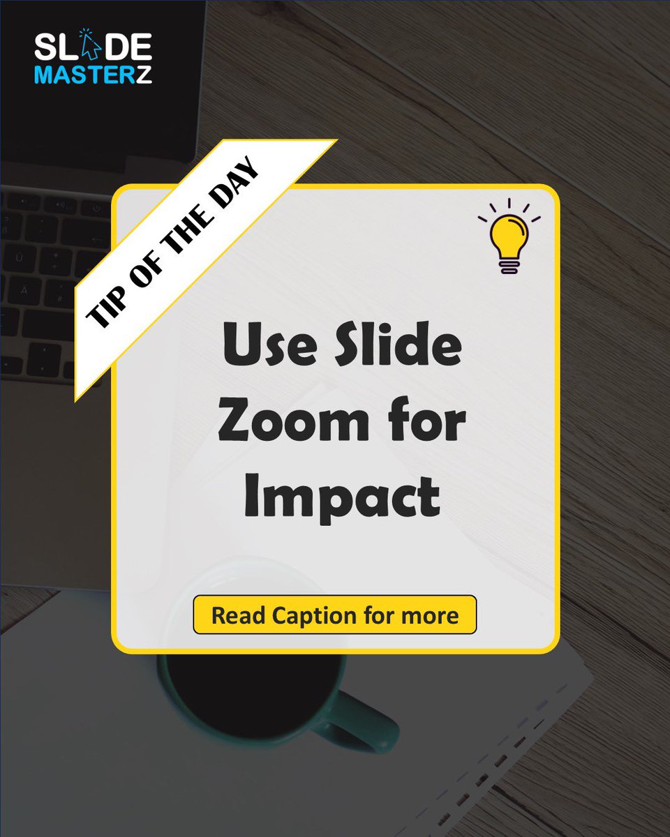 SlidemasterzT's tweet image. 🔍 The Zoom feature lets you create dynamic, non-linear presentations.

Read our blogs for more: slidemasterz.com/powerpoint-blo…

#PowerPointMagic #PresentationDesign #CreativeSlides  #PowerPointShortcut #SlideMasterz #PowerPointTips #freepowerpointtemplates #PowerPointTrick #TipOfTheDay