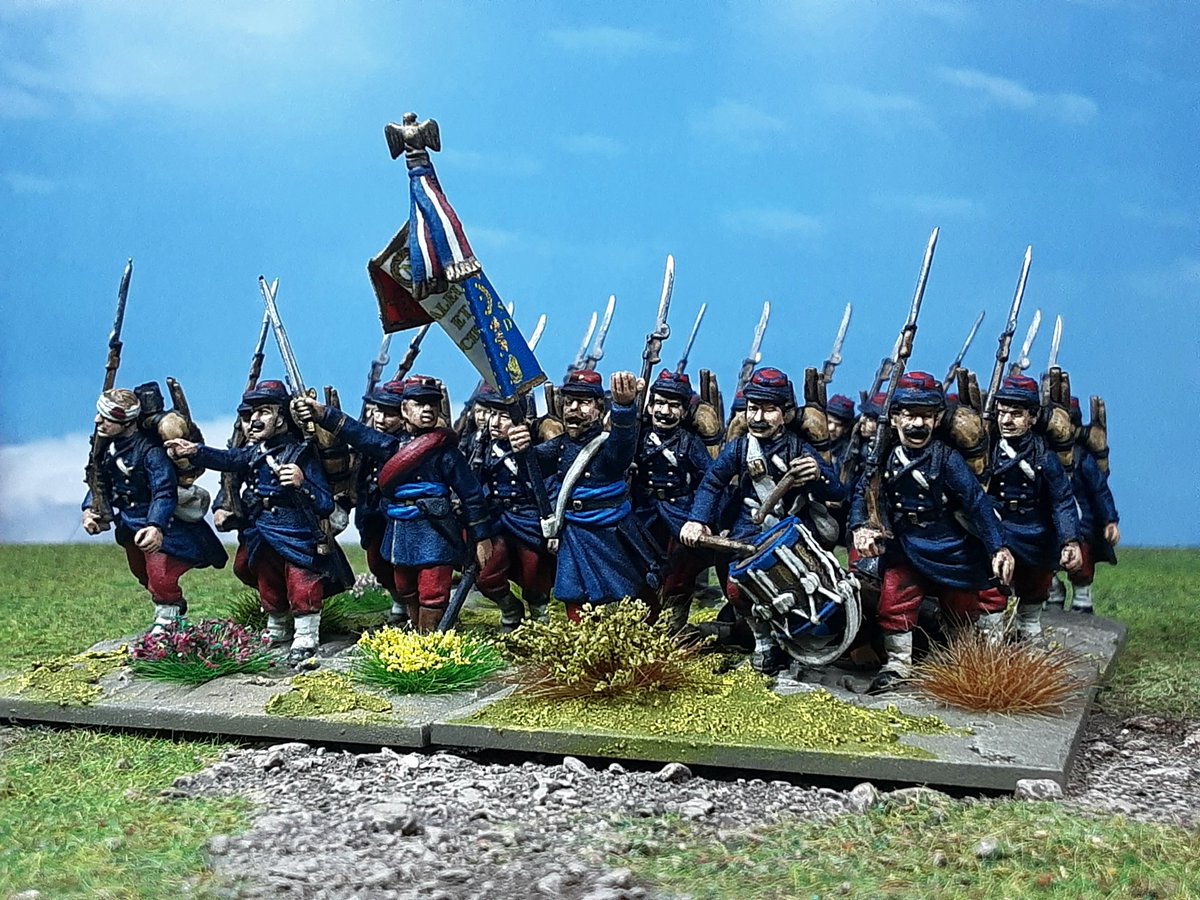 The Battle of Mentana 1867 will be at #Salute52 this weekend, the #French supplied half of the #Papal forces present, it was also the first use of the Chassepot Rifle. On table GL10 at the show. #28mm Perry 
#wargames #wargaming #hobby #Miniatures #history
