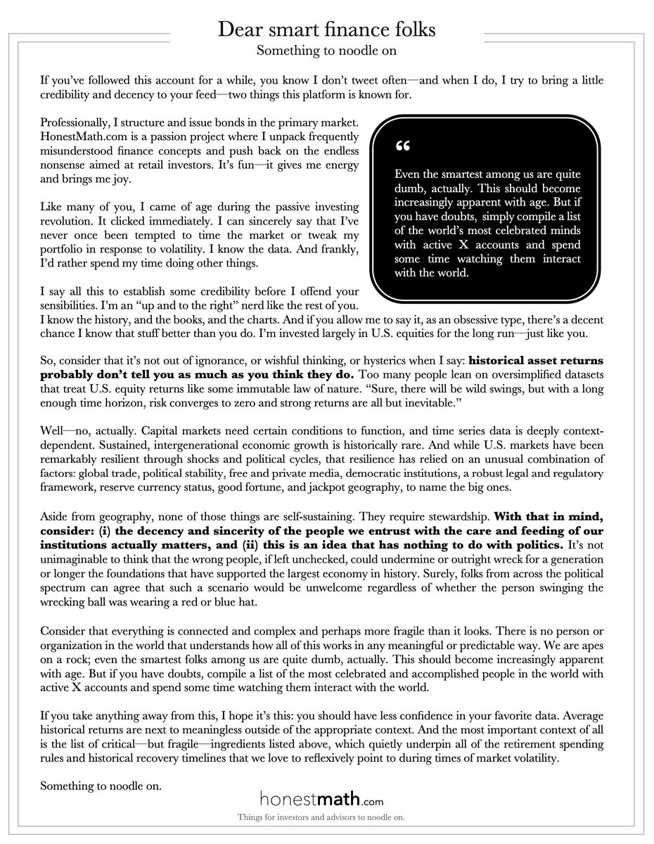 I've waited for a market upswing to post this to avoid seeming reactive.

A lot of you follow this account because I once performed arithmetic for an insurance salesman. As valuable as many of you found that to be, I think content like this is significantly more meaningful.