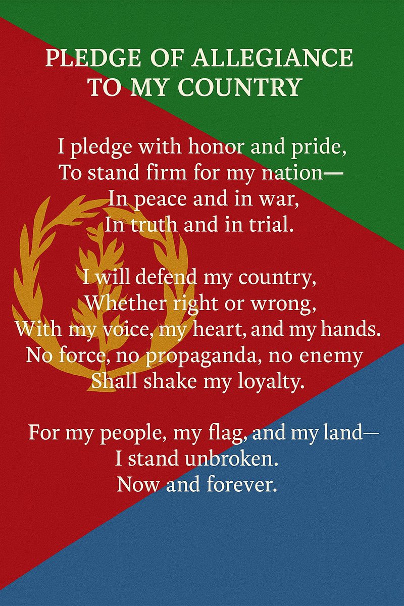 TheNation1993's tweet photo. CALL TO ALL ERITREAN MEDIA ACTIVISTS

Let’s flood the media waves effective immediately to counter the lies, distortions, and manipulations of the 30,000-strong Goofi Abiy Ahmed’s cyber cadre. This is not just about narratives—it’s about national survival and honor.

Here is our 7-Point Call to Action:

1. I will defend my country—whether right or wrong—because no one else will.

2. I will expose every lie, twist, and manipulation pushed by Ethiopia's propaganda machine.

3. I will counter every cyber attack with facts, pride, and our truth.

4. I will amplify every Eritrean voice that stands for sovereignty and unity.

5. I will challenge internal defeatists and external opportunists alike.

6. I will engage on all platforms—Twitter (X), Facebook, YouTube, TikTok—to shift the algorithm in our favor.

7. I will not rest—because defending Eritrea is not an option, it's a duty.

We are not just reacting, we are leading. From today forward, let the digital front be ours.

Victory to the masses. Unity above all.