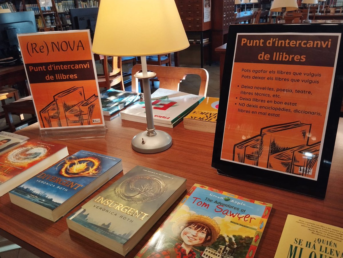 A la Biblioteca de l'Escola del Treball estrenem punt d’intercanvi de llibres!
Agafa, deixa, comparteix lectures i fes que els llibres circulin.
Novetats, poesia, teatre, tècnics... tot menys enciclopèdies!
Vine i descobreix-ho! #LecturaCompartida #BibliotecaET